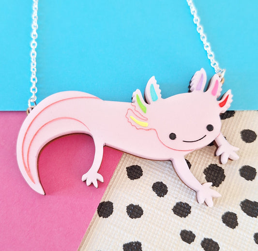 Rainbow Axolotl Statement Necklace