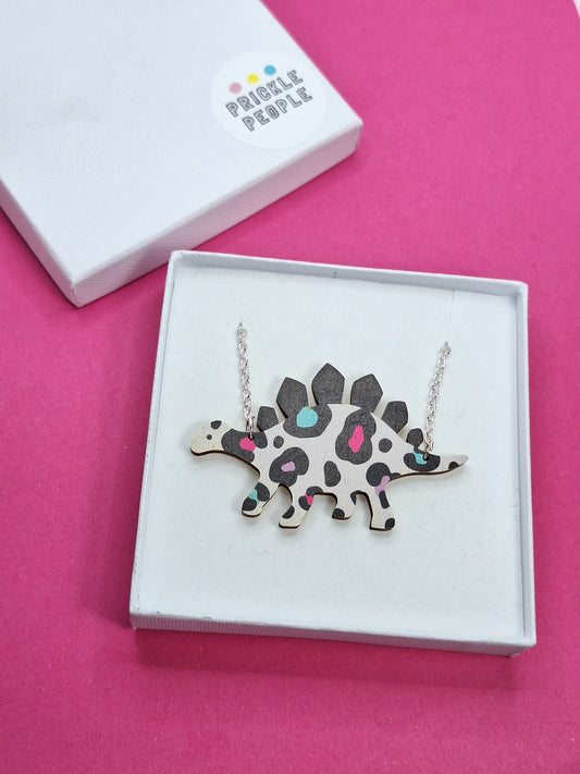 Leopard Print Dinosaur Necklace